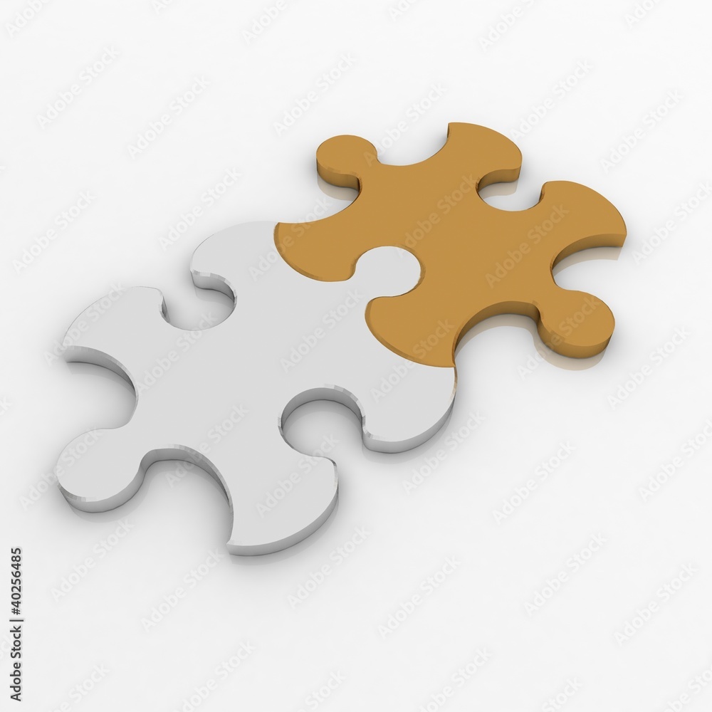 3d illustration two puzzle. Teamwork concept. 3d illustration two puzzle. Teamwork concept.