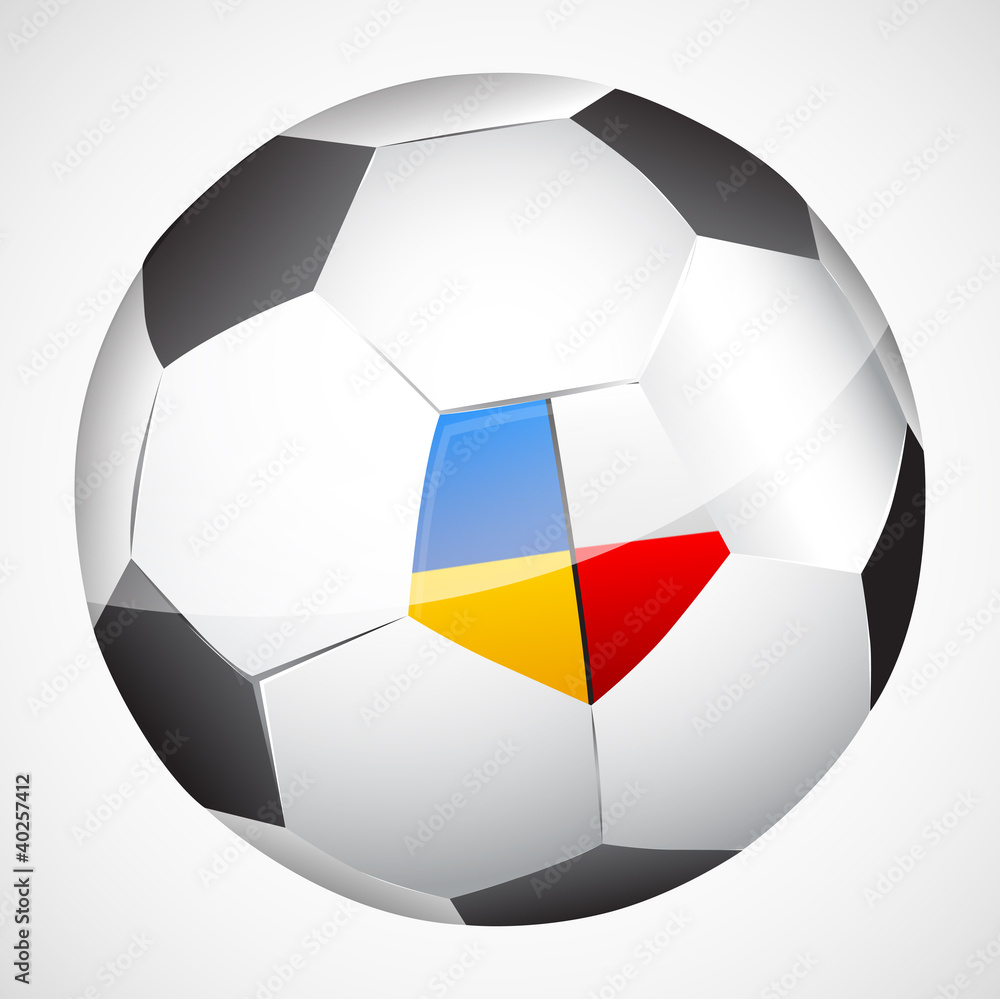 Vector soccer ball with Ukraine and Poland flags