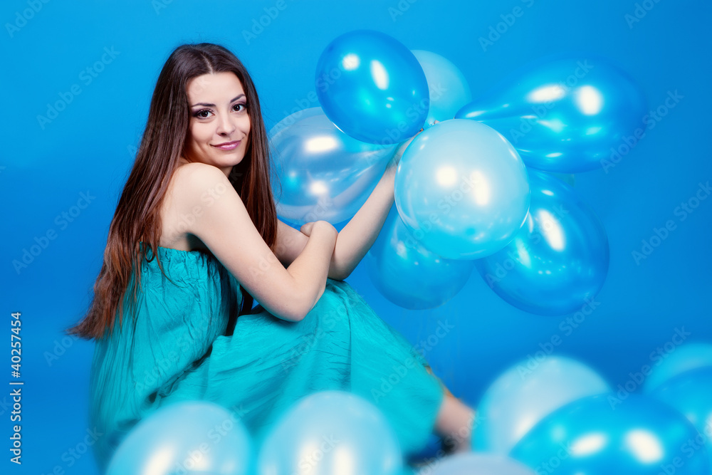 Girl with balloons in studio Girl with balloons in studio