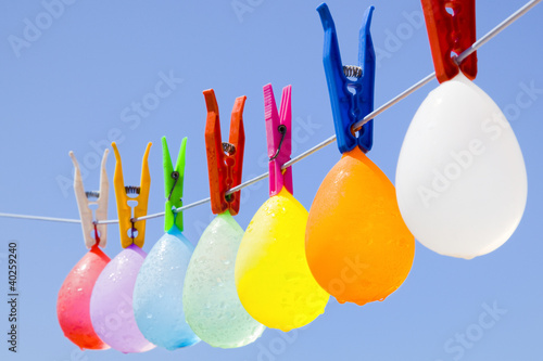 Hanging colored balloons