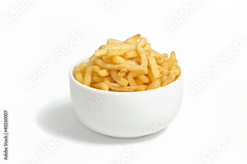 Potatoes fries in a white plate