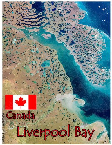 liverpool bay canada map flag emblem