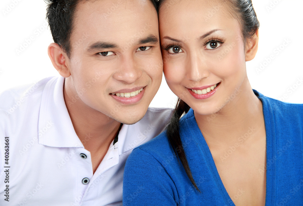 close up portrait of happy couple close up portrait of happy couple