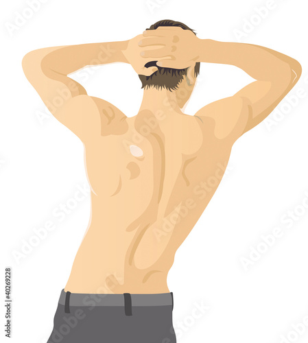 spin of sportsman with a bare torso
