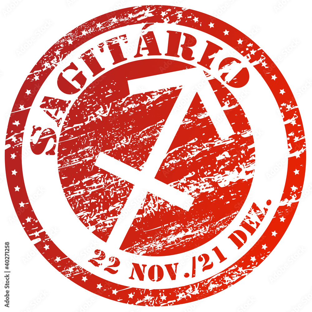 Obraz premium Sagitário - carimbo com o signo e a data