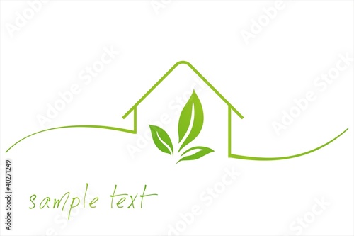 Home , leaves, green Eco friendly business logo design