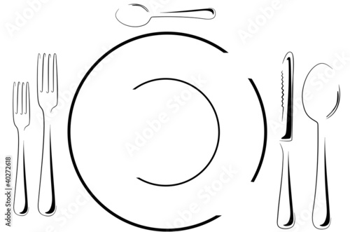 Table setting in line art