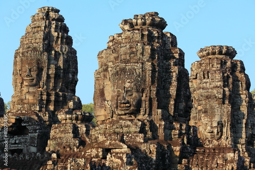 Faces of Lokesvara in Temple Bayon in Angkor Thom
