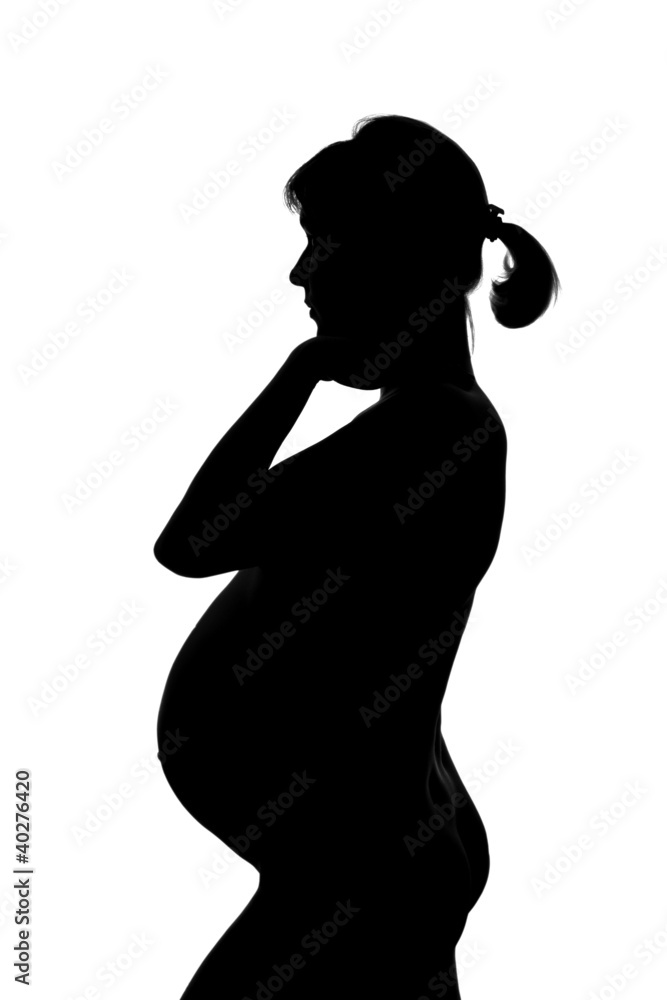 Beautiful silhouette of the pregnant woman