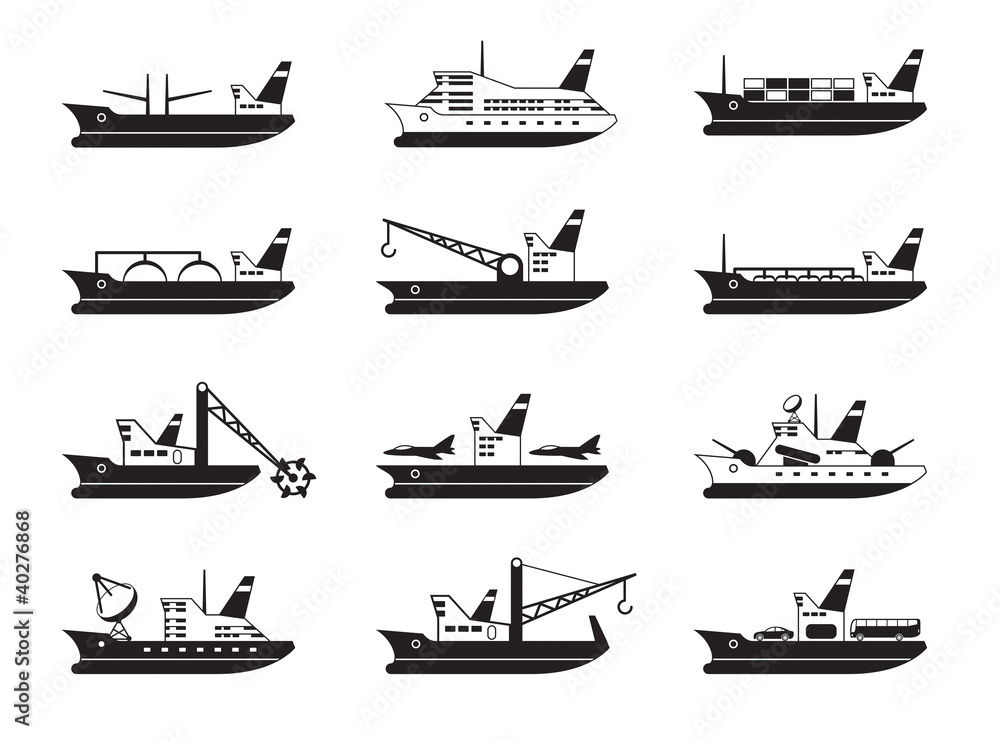 Commercial and passenger ships - vector illustration Commercial and passenger ships - vector illustration