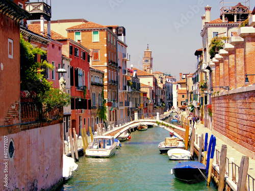 Small quaint canal in historic Venice photo