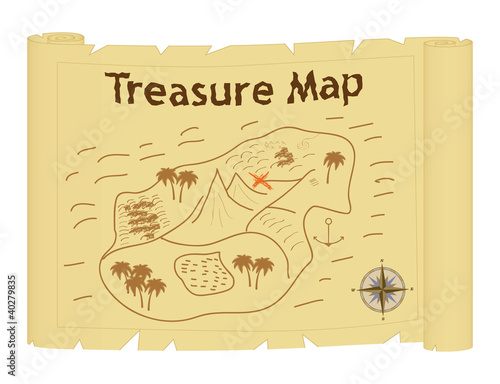 retro fashioned treasure map vector illustration