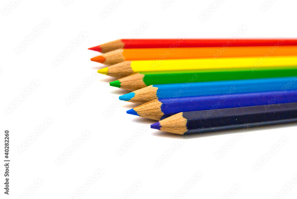 Rainbow colorful pencils on white Rainbow colorful pencils on white