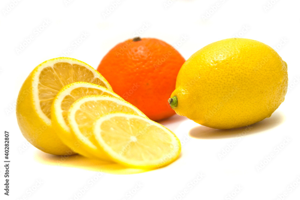 lemon and tangerine close-up