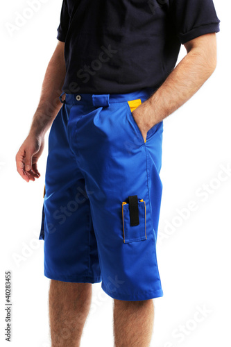 Person in blue shorts