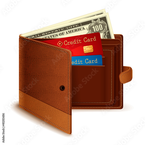 Credit Card and Dollar Note in Wallet