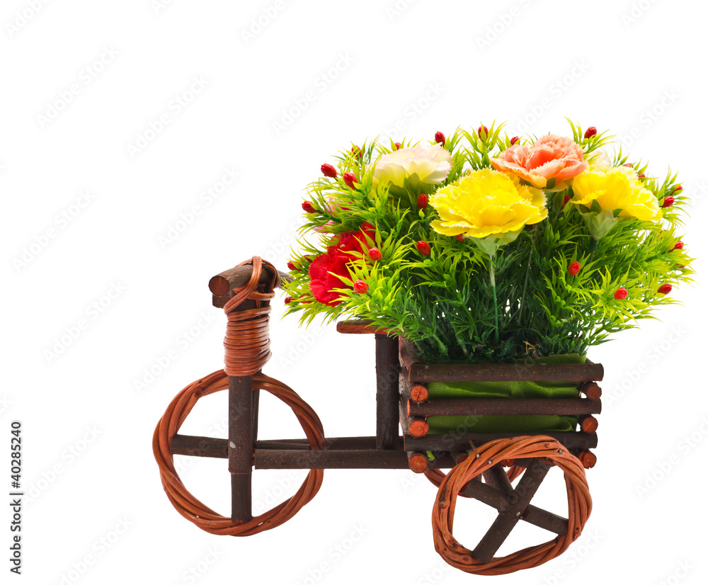 small tricycle and flower.