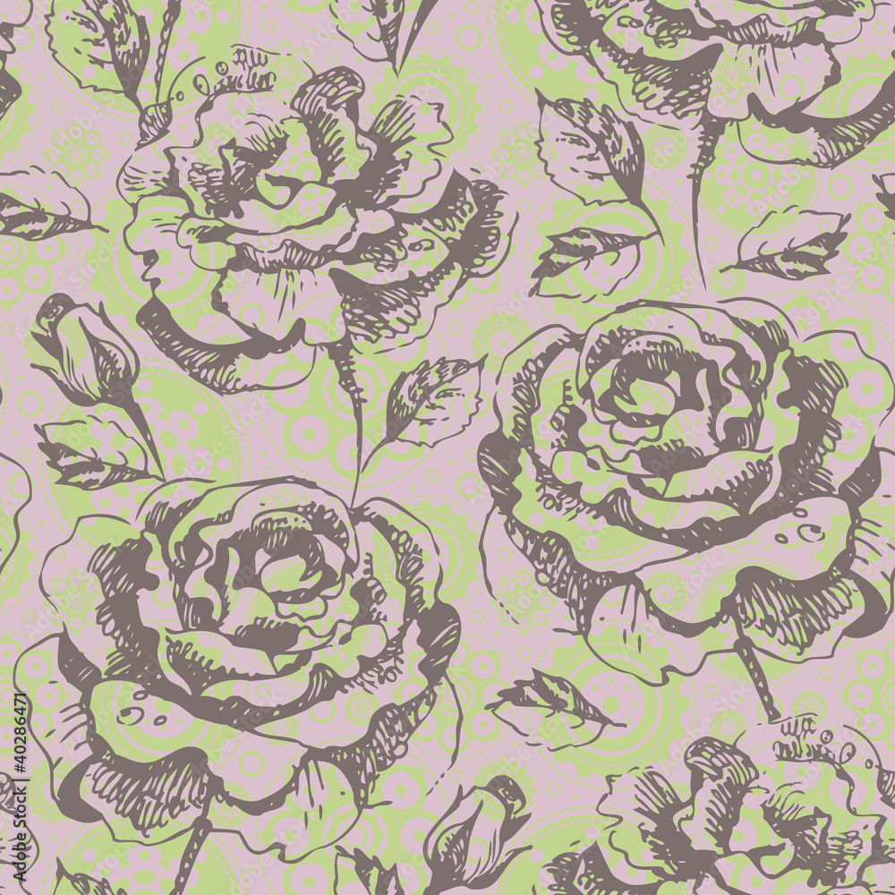 Seamless floral pattern with roses Seamless floral pattern with roses