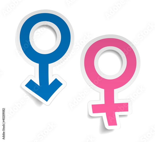Vector stickers wtih mars and venus symbols