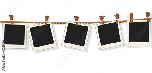 Blank photo frames on line,vector