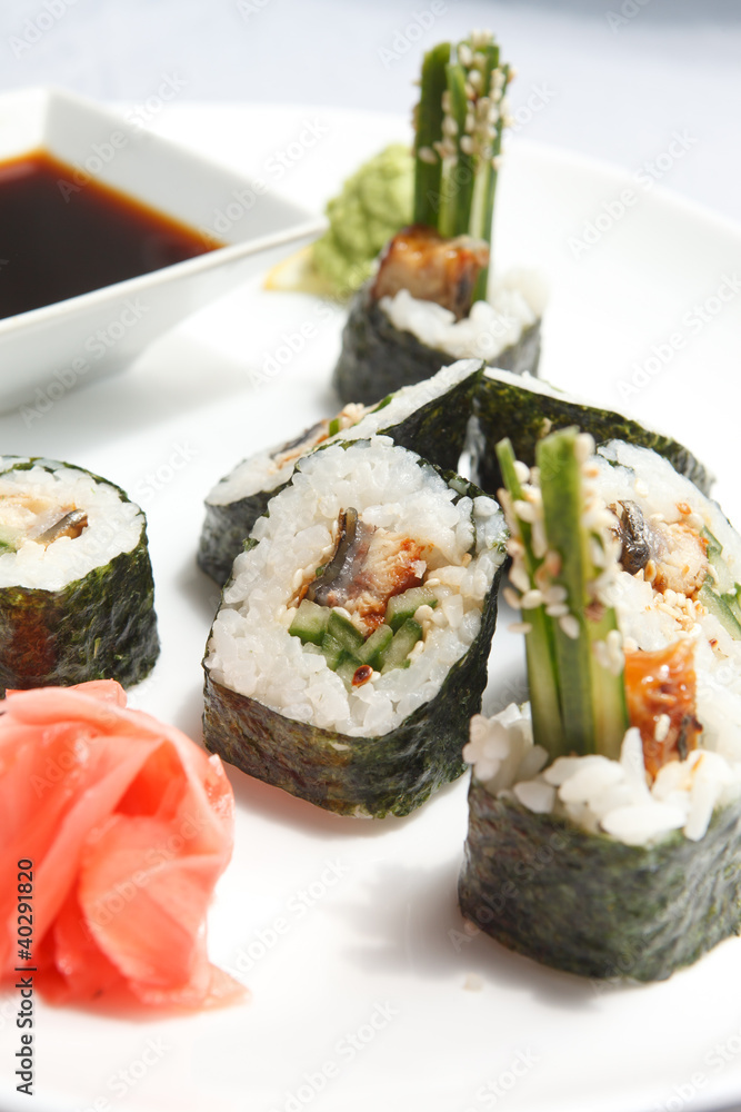 sushi with soy sauce sushi with soy sauce