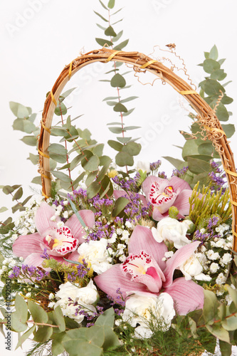 beautiful flowers in the basket