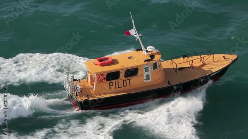 Yellow Pilot Boat in Turquoise Caribbean Waters
