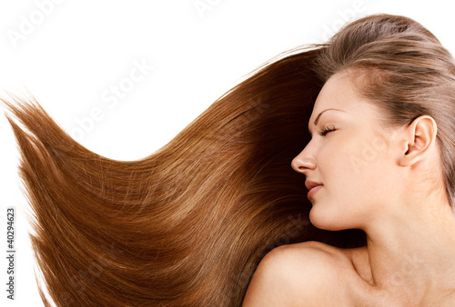 beautiful woman with long healthy natural hair