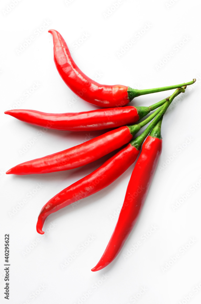 Hot Peppers on white background