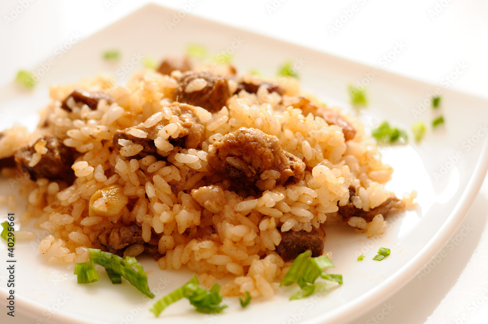 A delicious pilaf with meat