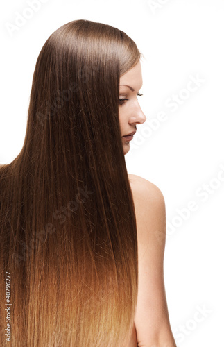 woman with elegant long shiny hair , hairstyle