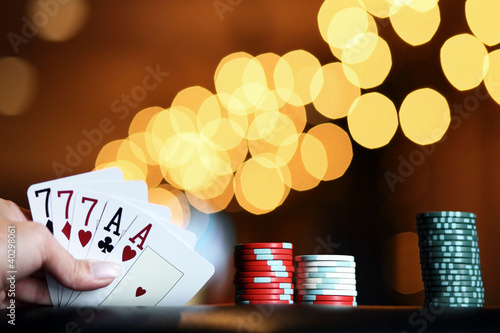 Casino cards chips in casino