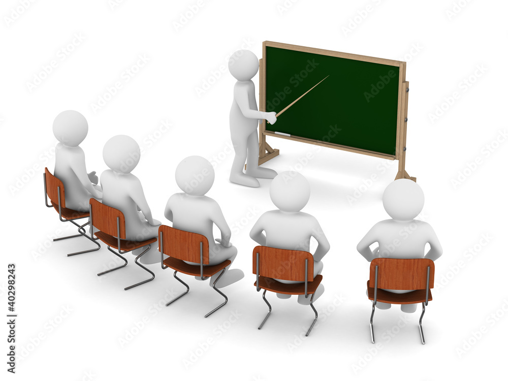 teacher with pointer at blackboard. Isolated 3D image teacher with pointer at blackboard. Isolated 3D image