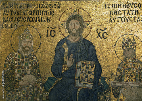 The Empress Zoe Mosaic. Christ Pantocrator, Emperor Constantine,