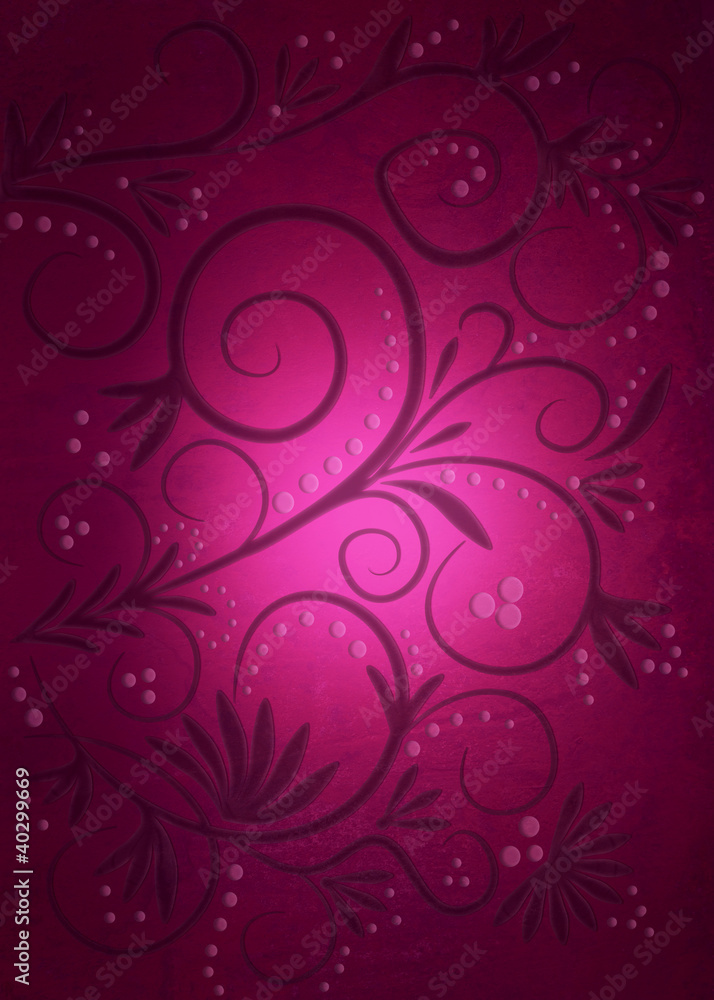 Dark magenta background with purple black swirl and dots Dark magenta background with purple black swirl and dots