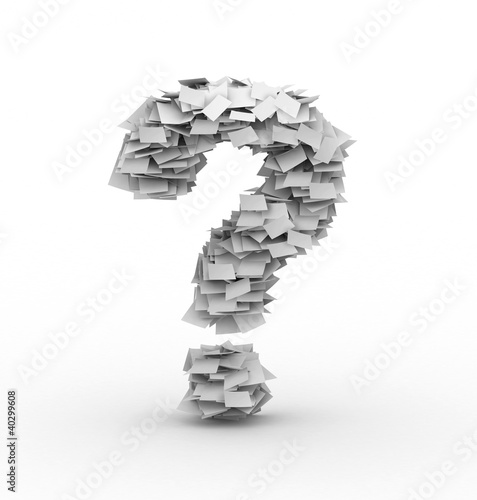 Question mark symbol  stacked from paper sheets