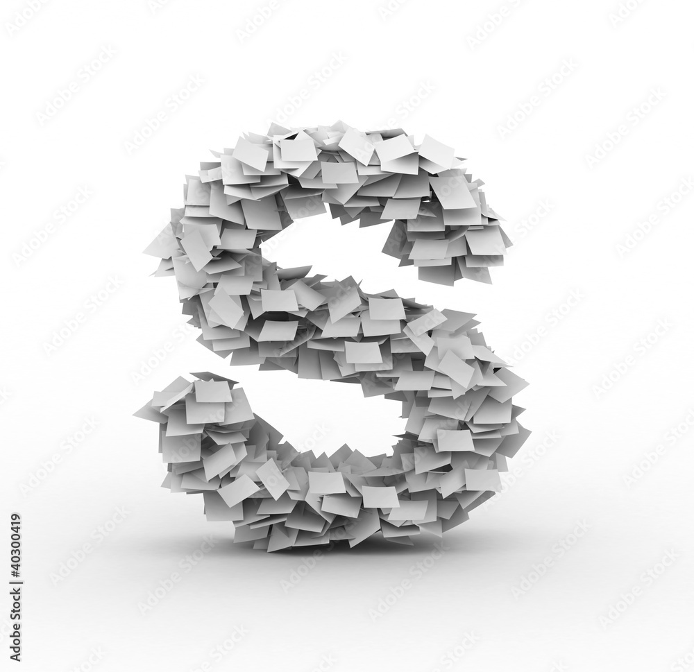 Fototapeta premium Letter S, stacked from paper sheets