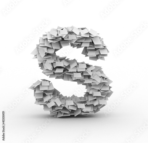 Letter S  stacked from paper sheets