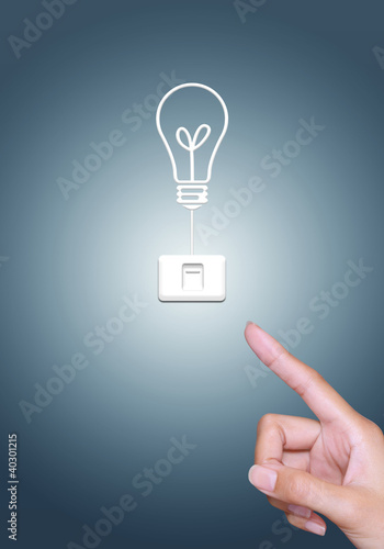turn off light bulb button, energy saving concept