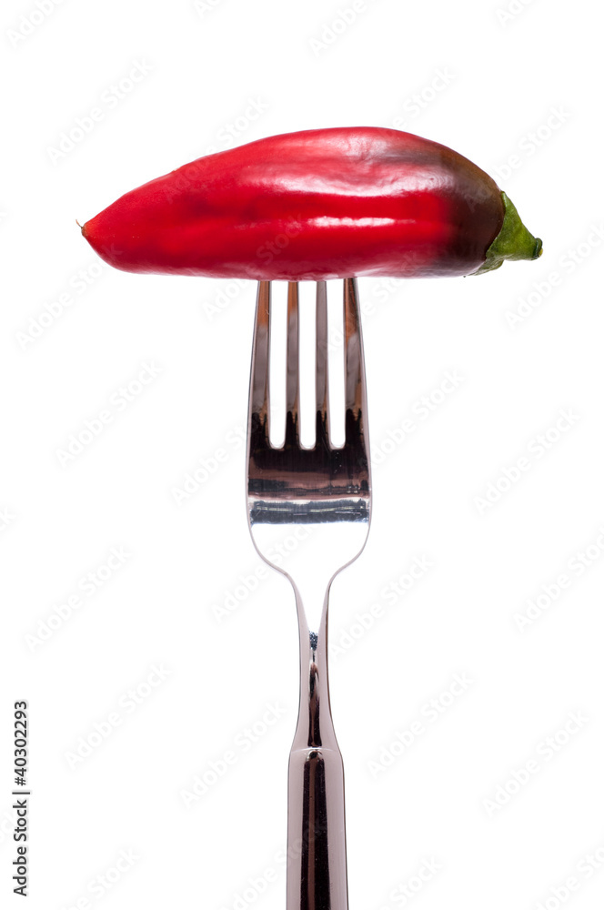 Gabel mit roten Paprika