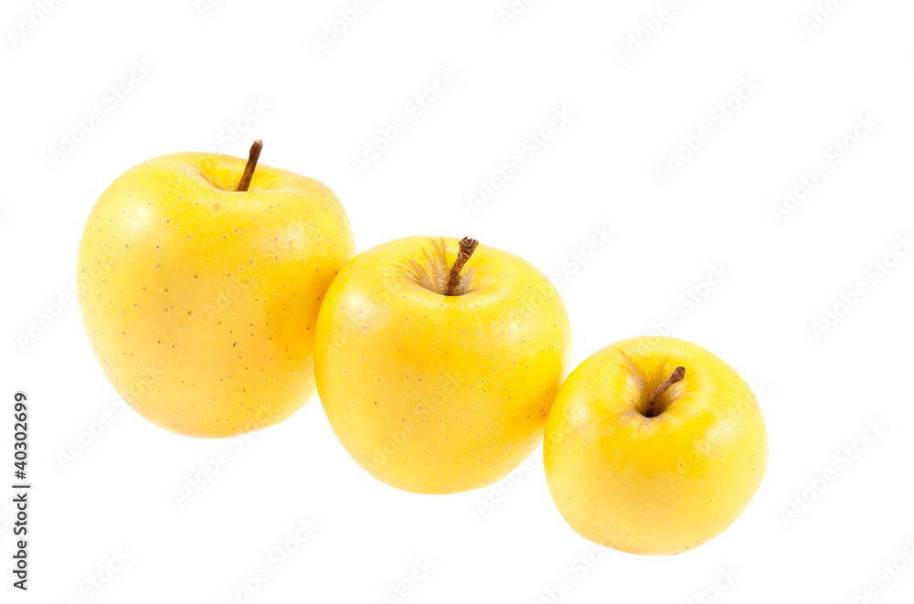 golden delicious juicy apples isolated on white