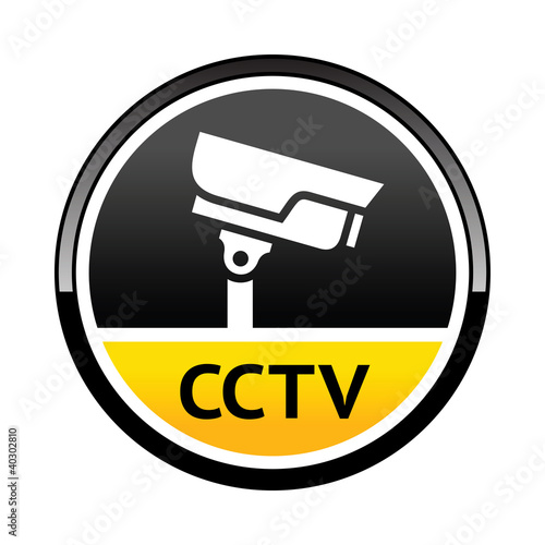 Surveillance camera, warning round symbol