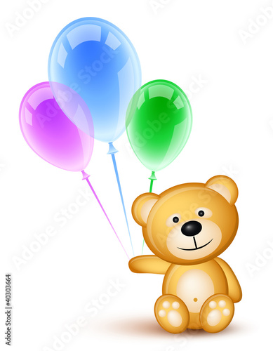 Teddybear and colored balloons