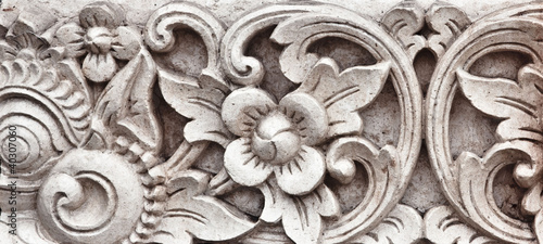 carving stone with flower motive