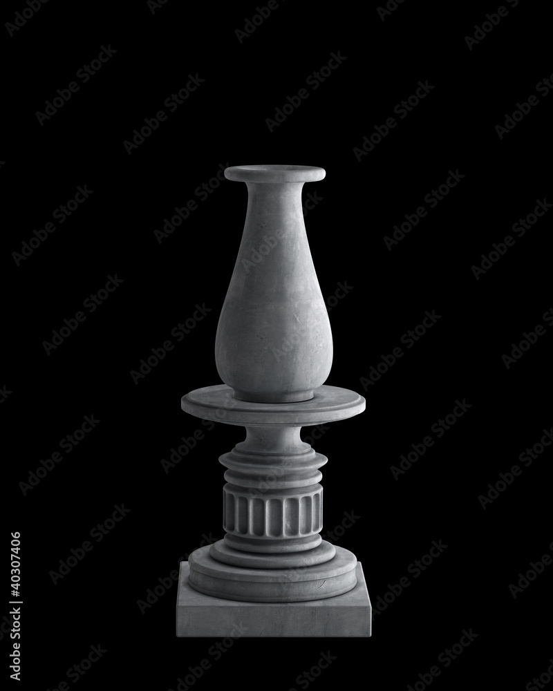 Decorative Stone vase on a podium isolated Decorative Stone vase on a podium isolated