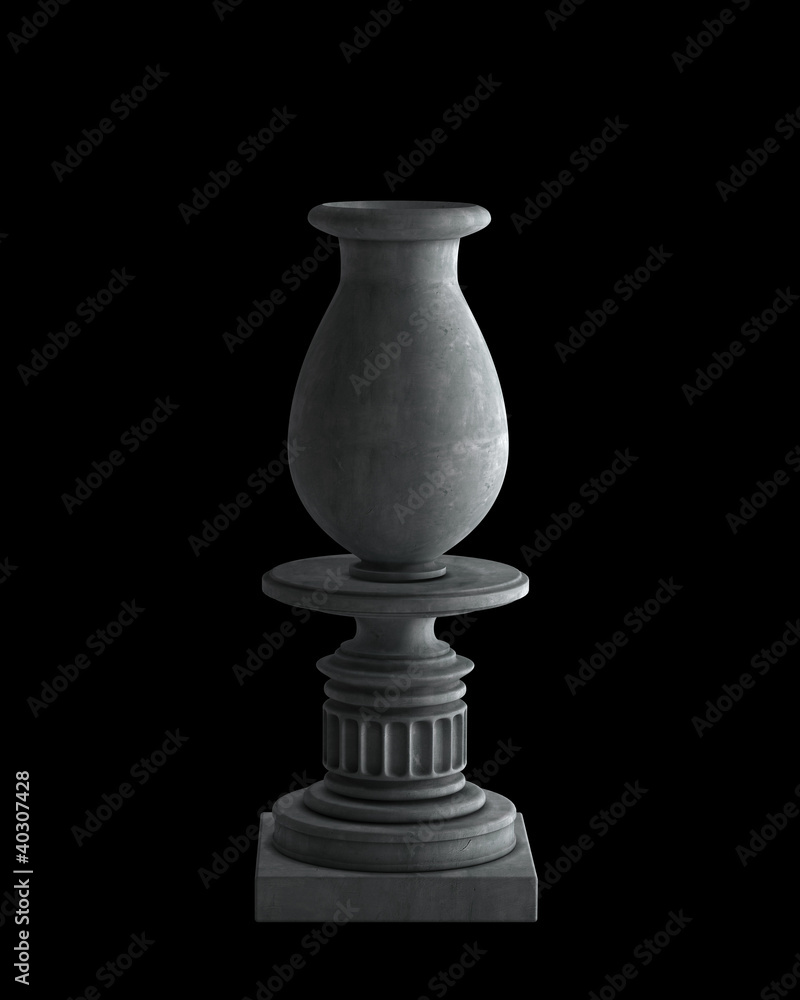 Decorative Stone vase on a podium isolated Decorative Stone vase on a podium isolated