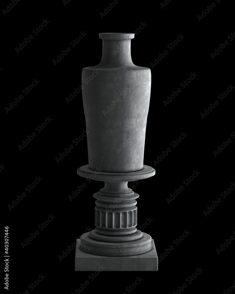 Decorative Stone vase on a podium isolated Decorative Stone vase on a podium isolated