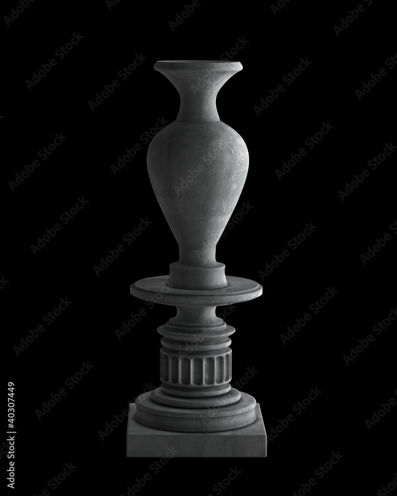 Decorative Stone vase on a podium isolated Decorative Stone vase on a podium isolated