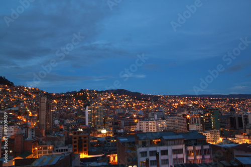 La Paz, Bolivia at Dusk before Night Falls