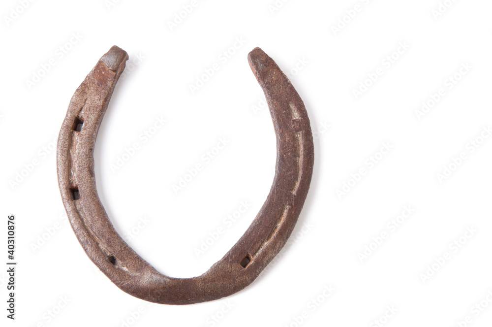 Lucky horseshoe, white background, copyspace Lucky horseshoe, white background, copyspace